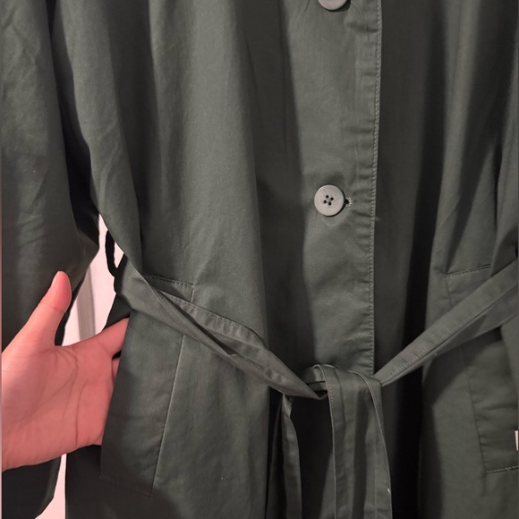 Forest Green Belted Trench Coat - Picture 3 of 5